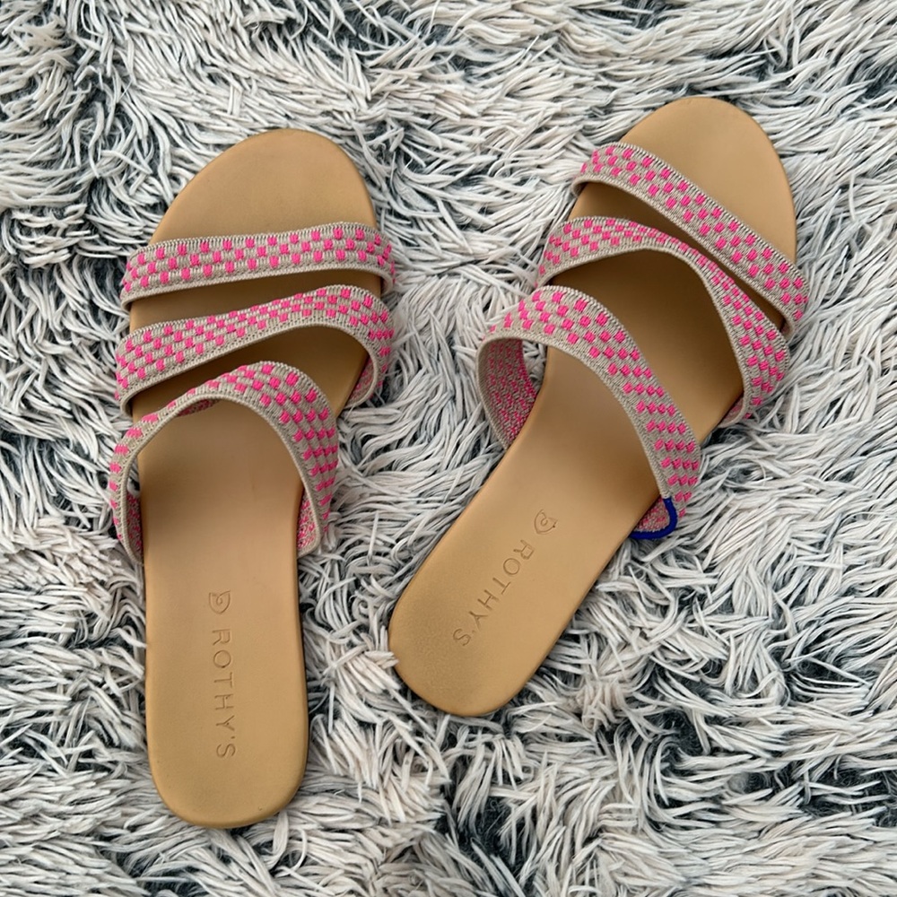 Rothy’s Sandals Pink & Tan - Picture 2 of 4
